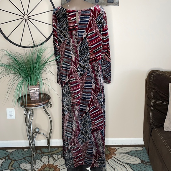 SUNDANCE Velvety Patchwork Print Maxi Silk Blend Dress Size 16 - Picture 5 of 15